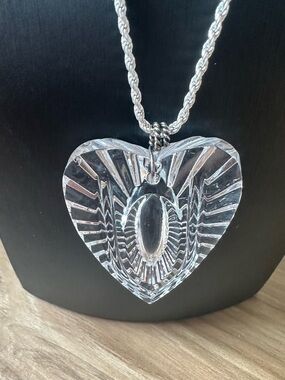 Waterford Crystal Clear Heart Pendant Necklace 24 inches